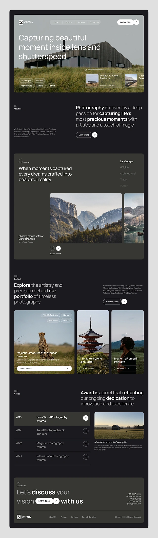 Photography agency landing page